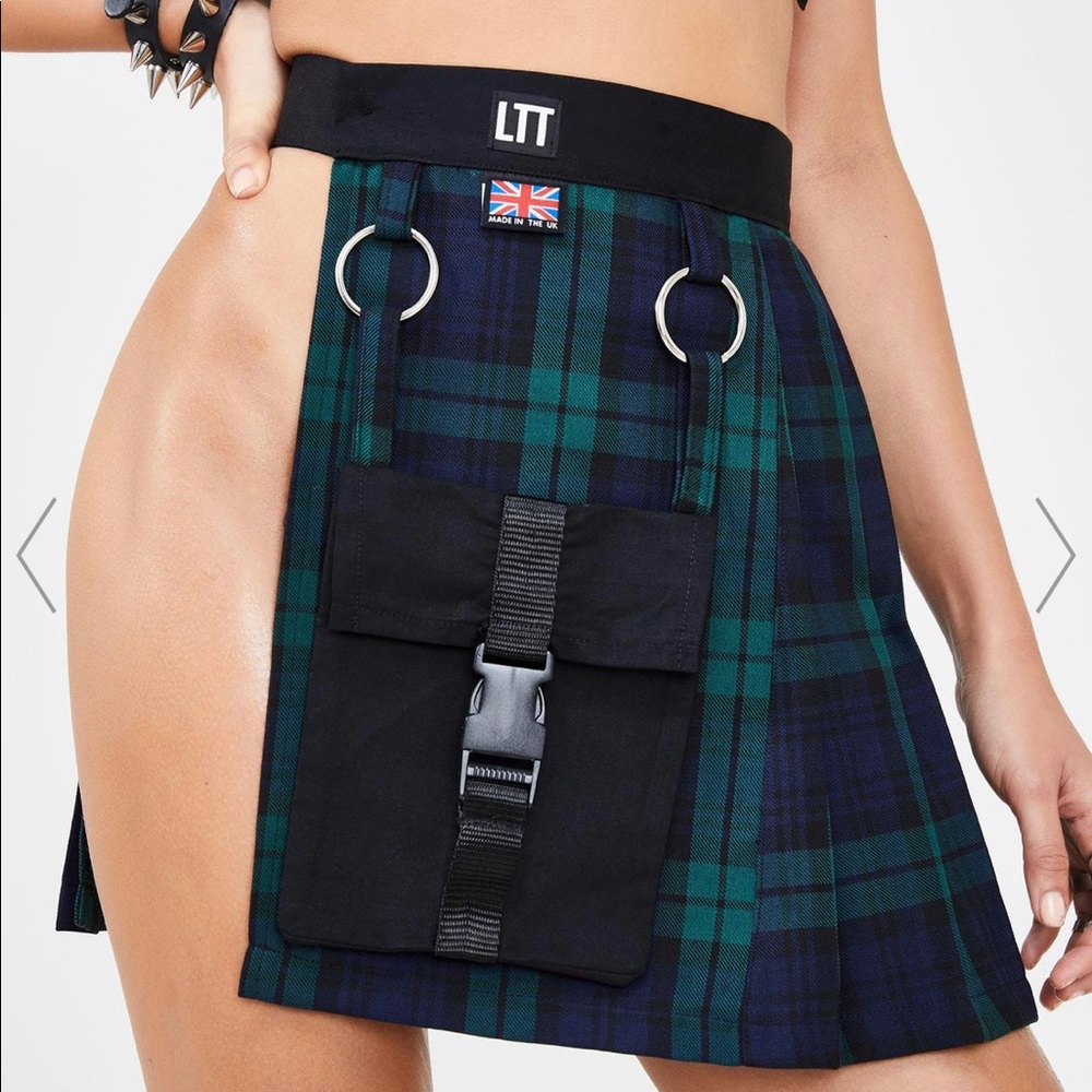 LTT UK Plaid Skirt with Hip Purse